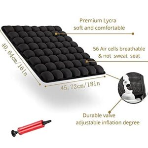 SUNFICON Air Cushion Inflatable Chair Air Seat Cushion Car Portable Breathable Comfort Cushion Office Wheelchair Pad Orthopedics Pain Pressure Relief Cushion Camping Seat Mat 18 x 16 x1 in Black