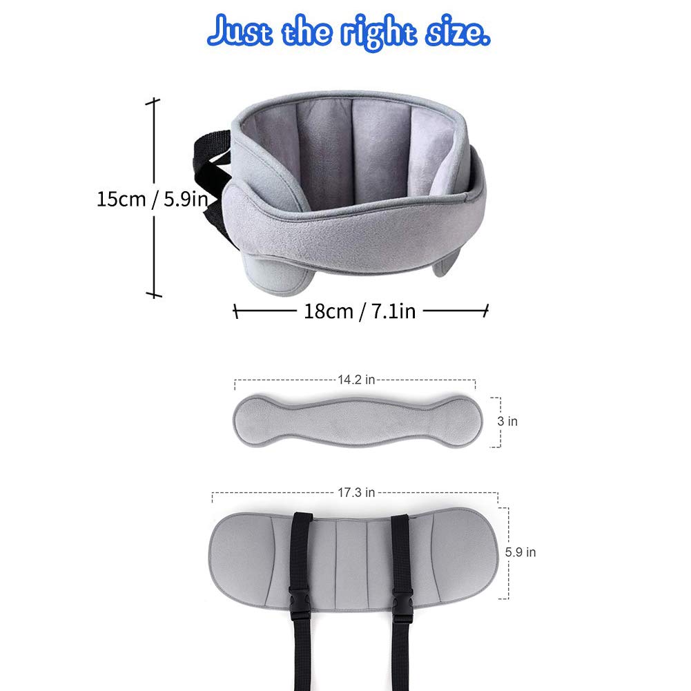 StoHua Baby Car Seat Head Support Band - Comfortable Head & Neck Pillow Support, AdjustableCar Seat Neck Relief, Grey