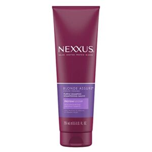 nexxus blonde assure purple shampoo, for blonde hair color care shampoo, keratin protein 8.5 oz