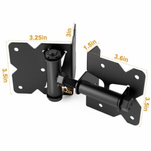 WINSOON Stainless Steel Self Closing Gate Hinge and Latch Hardware Kit, Heavy Duty Adjustable Tension Gate Hinges 2-Pack & 1-Automatic Latch, Gate Hardware Kit for Wood/Vinyl Fence Gate