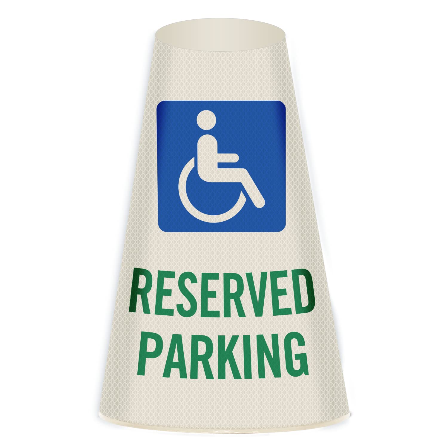 SmartSign “Reserved Parking with Handicapped Symbol” Bright Reflective Cone Message Sleeve, [Cone Not Included]