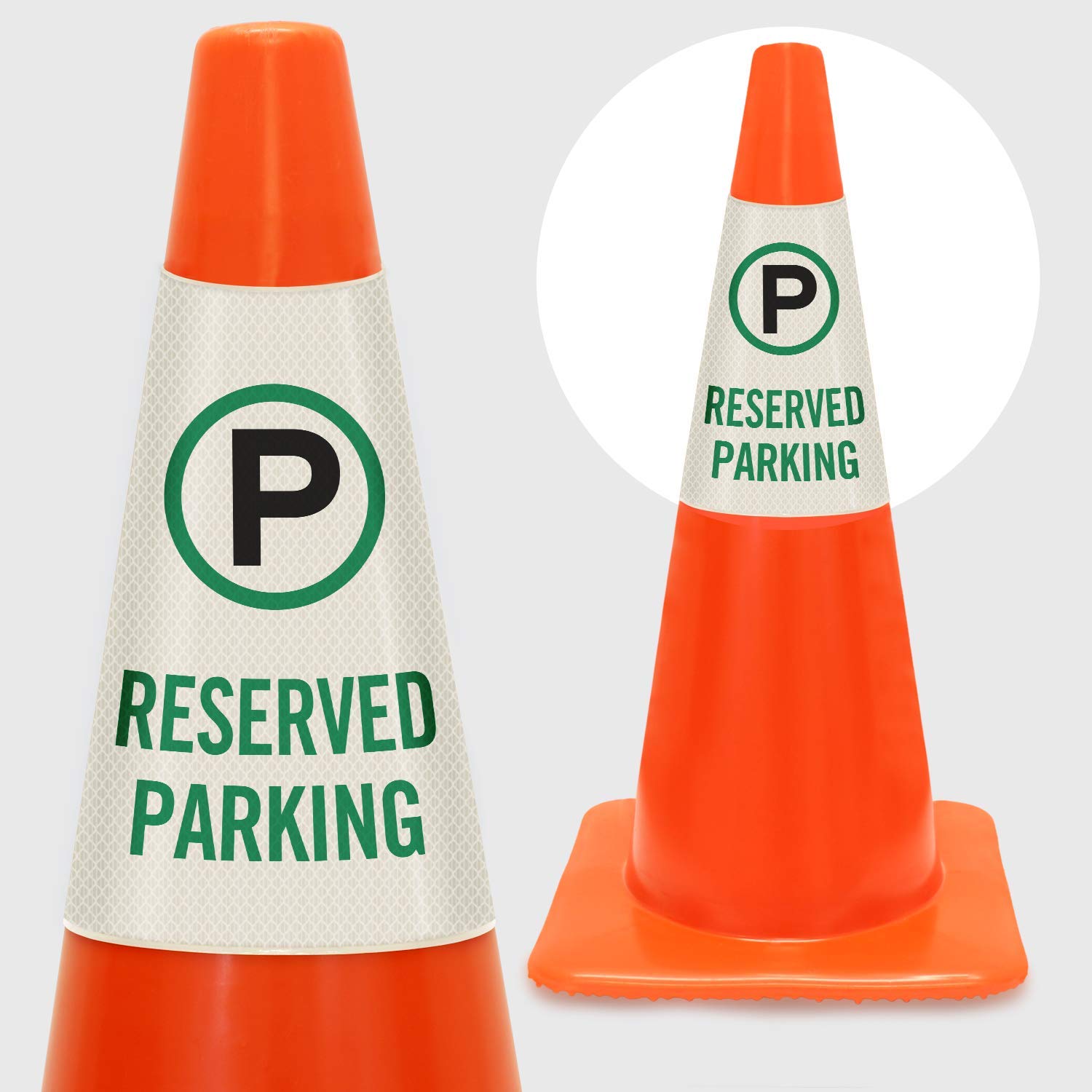 SmartSign “Reserved Parking” Bright Reflective Cone Message Sleeve, [Cone Not Included]