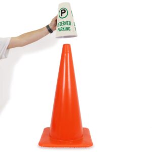 SmartSign “Reserved Parking” Bright Reflective Cone Message Sleeve, [Cone Not Included]