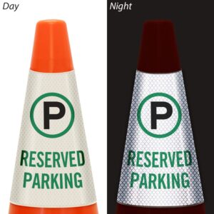 SmartSign “Reserved Parking” Bright Reflective Cone Message Sleeve, [Cone Not Included]