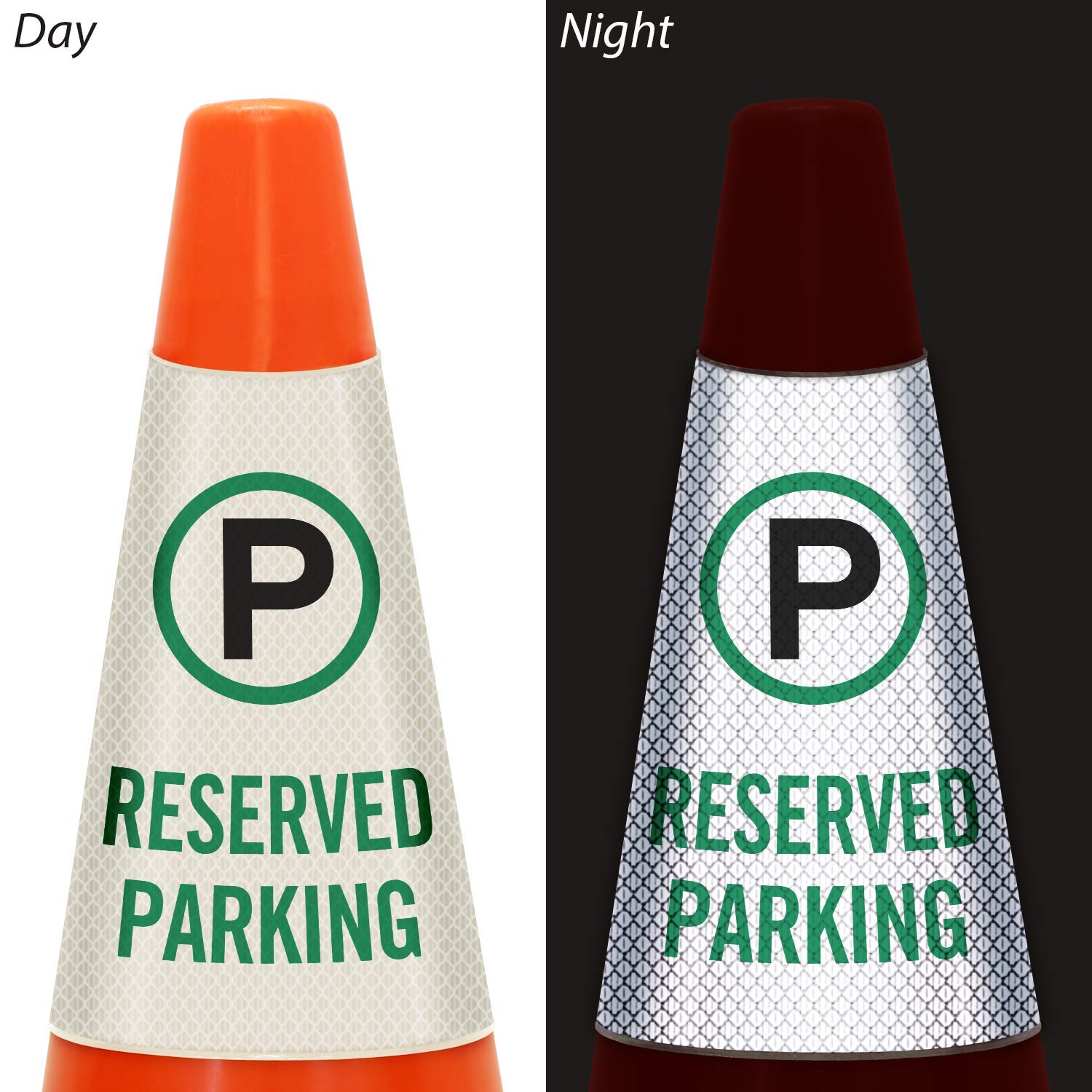 SmartSign “Reserved Parking” Bright Reflective Cone Message Sleeve, [Cone Not Included]