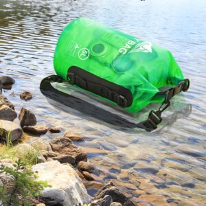 HEETA Waterproof Dry Bag for Women Men, Roll Top Lightweight Dry Storage Bag Backpack with Phone Case for Travel, Swimming, Boating, Kayaking, Camping and Beach, Transparent Green 20L
