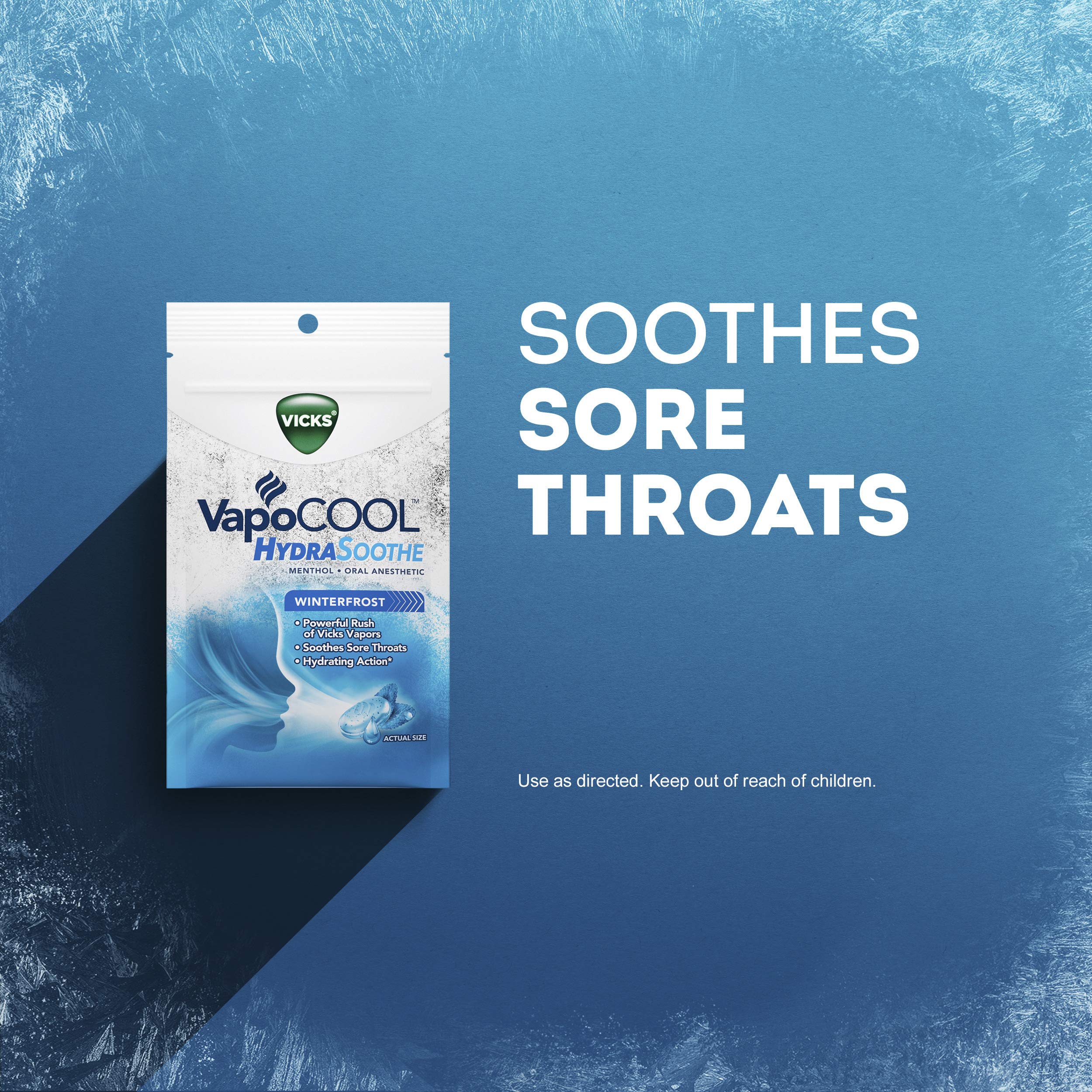 Vicks VapoCOOL HydraSoothe Medicated Drops, Best Relief to Soothe Sore Throat Pain, 20 Count