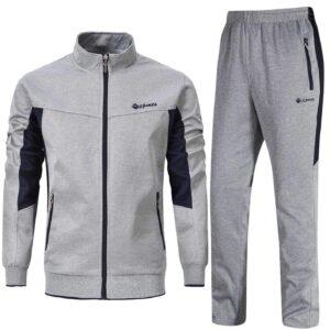 Rdruko Men's Tracksuit Sweatsuits 2 Piece Set Athletic Jogging Gym Activewear Sets(Grey,US XL)