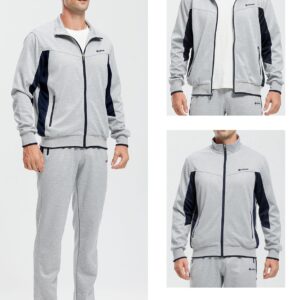 Rdruko Men's Tracksuit Sweatsuits 2 Piece Set Athletic Jogging Gym Activewear Sets(Grey,US XL)