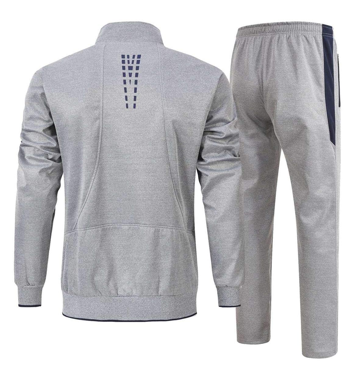 Rdruko Men's Tracksuit Sweatsuits 2 Piece Set Athletic Jogging Gym Activewear Sets(Grey,US XL)