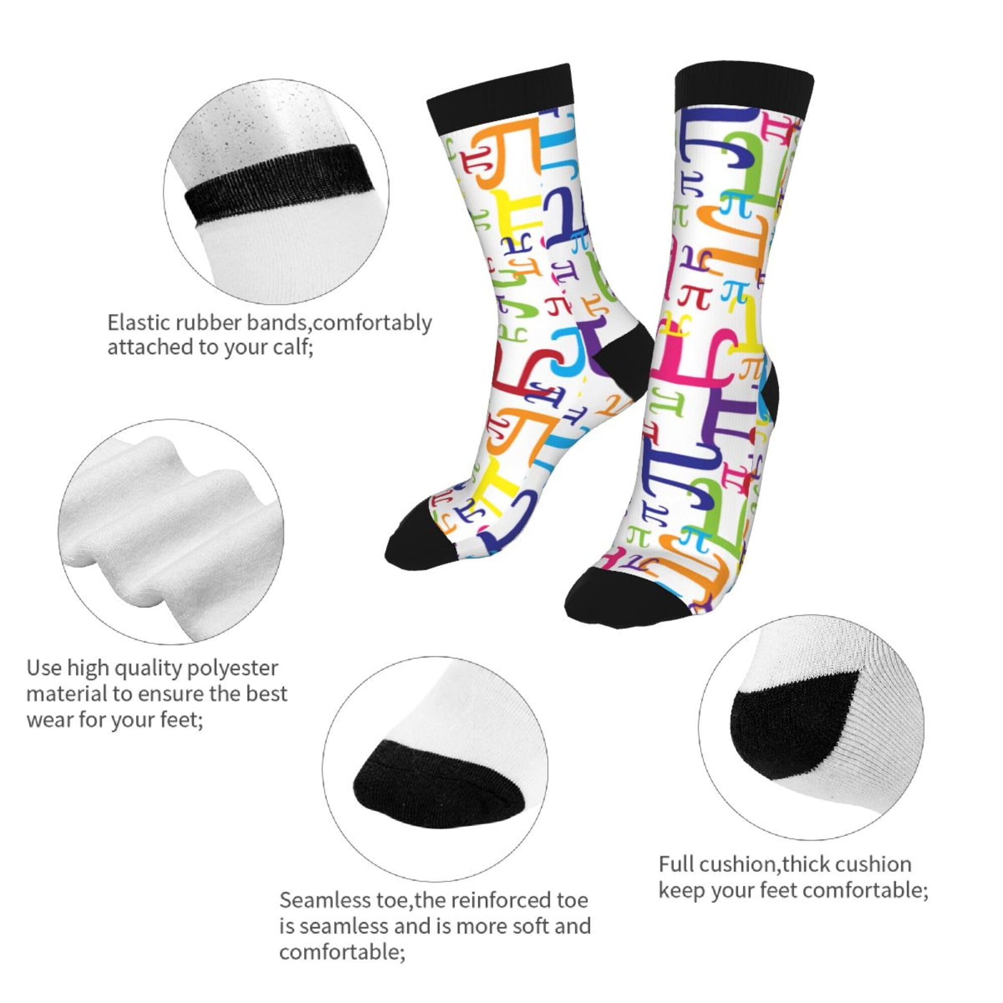 Colorful Pi Math Novelty Socks For Women & Men