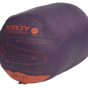 Kelty Cosmic 20 Degree Down Sleeping Bag - Ultralight Backpacking Camping Sleeping Bag with Stuff Sack, Women's Regular