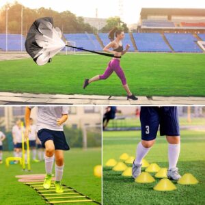 CANPPNY Speed Agility Training Kit—Includes Agility Ladder with Carrying Bag, 5 Disc Cones, Resistance Parachute.Use Equipment to Improve Footwork Any Sport.