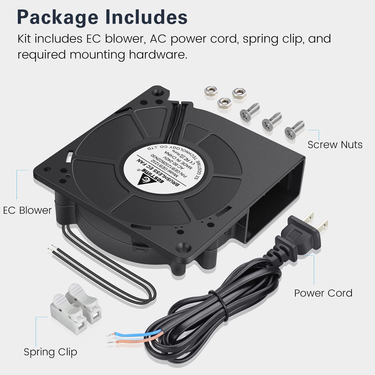 GDSTIME Blower Fan Dual Ball Bearing 120mm x 120mm x 32mm (4.72x4.72x1.26 inch) 110V 115V 120V 220V 240V