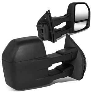 auto dynasty power heated extendable tow mirrors compatible with ford f-150 15-18 (8-pins), driver and passenger side, black