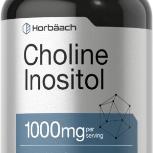 Horbaach Choline Inositol 1000mg Supplement | 200 Capsules | Non-GMO, Gluten Free