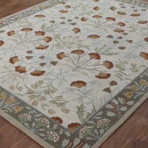 Old Hand Made Floral Bleige Tulips Traditional Style Oriental Woolen Area Rugs (8'x10')