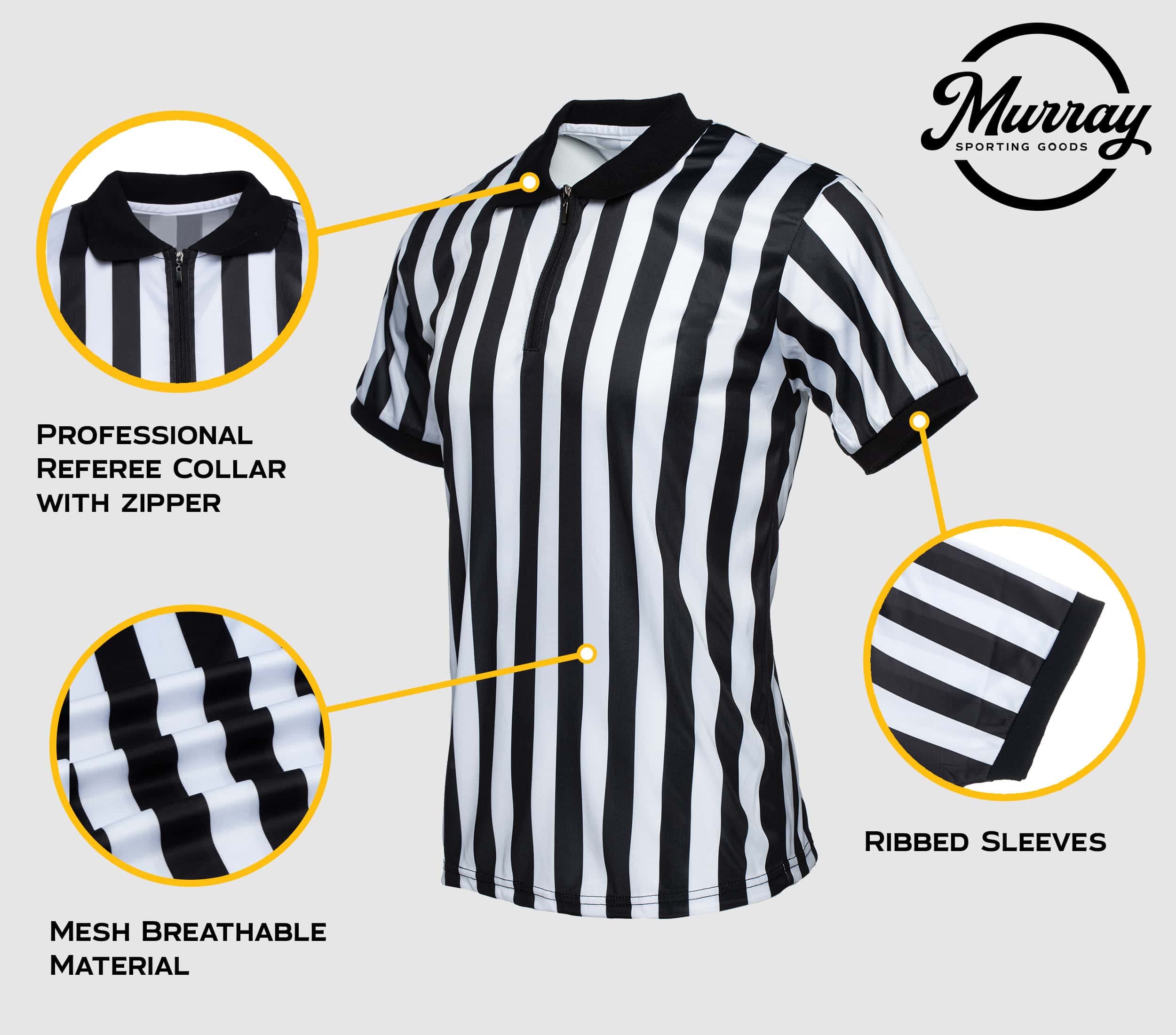 Murray Sporting Goods Collared Referee Shirt | Men’s Official Short Sleeve Pro-Style Collar Officiating Referee Shirt for Football, Basketball, Wrestling & Volleyball (Medium)