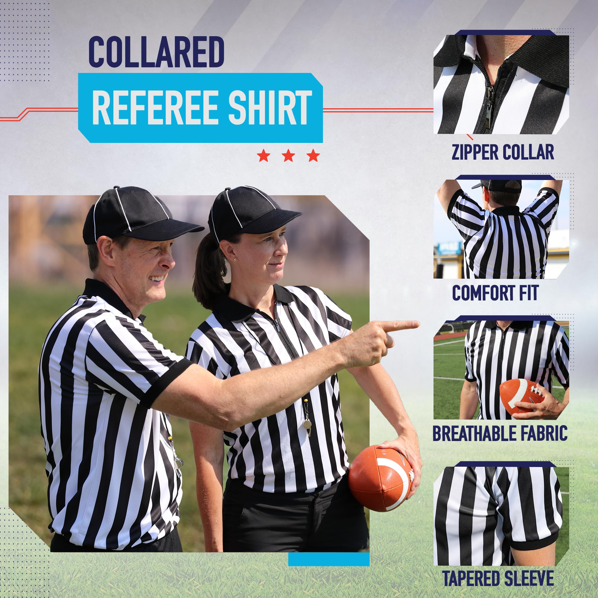 Murray Sporting Goods Collared Referee Shirt | Men’s Official Short Sleeve Pro-Style Collar Officiating Referee Shirt for Football, Basketball, Wrestling & Volleyball (Medium)