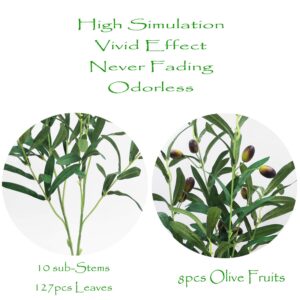 JD ARTIFICIAL PLANTS 3PCS 38" Artificial Olive Branches with Fruits Fake Greenery Plants Twig Picks for Home Décor Office Restaurant Wedding Garden Patio Shop Window Photography Props（3 in Pack）