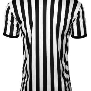 FitsT4 Sports Men's Official Black & White Stripe Referee Shirt Short Sleeve Umpire Jersey Costume Pro Ref Football Uniform