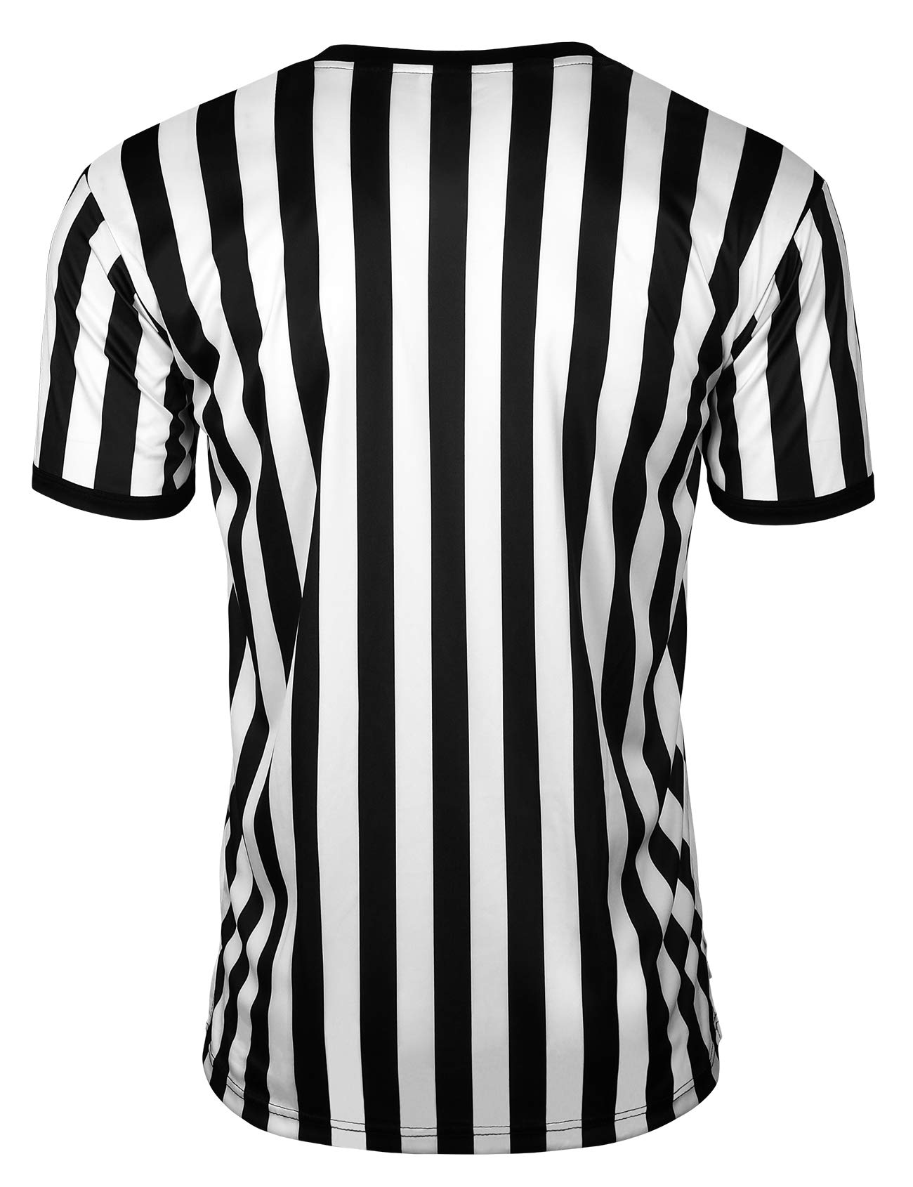 FitsT4 Sports Men's Official Black & White Stripe Referee Shirt Short Sleeve Umpire Jersey Costume Pro Ref Football Uniform