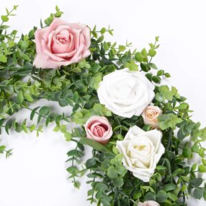 Artificial Vines Faux Eucalyptus Garland, Artiflr 2 Pack Fake Eucalyptus Greenery Garland Wedding Backdrop Arch Wall Decor, 6 Feet/pcs Fake Hanging Plant for Table Festival Party Decorations