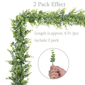 Artificial Vines Faux Eucalyptus Garland, Artiflr 2 Pack Fake Eucalyptus Greenery Garland Wedding Backdrop Arch Wall Decor, 6 Feet/pcs Fake Hanging Plant for Table Festival Party Decorations