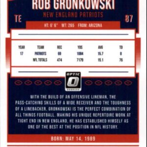 2018 Donruss Optic #67 Rob Gronkowski New England Patriots NFL Football Trading Card