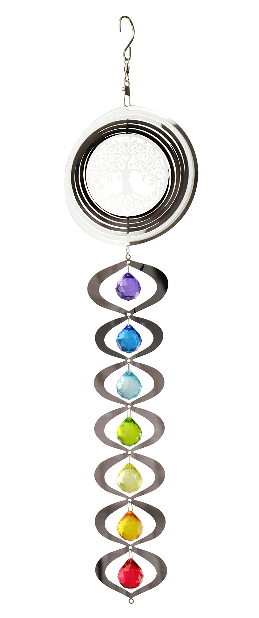 Red Carpet Studios Long Spiral Chakra Spinner, Mirrored Tree of Life