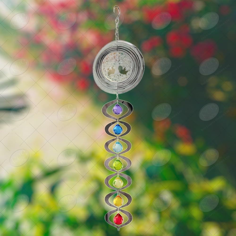 Red Carpet Studios Long Spiral Chakra Spinner, Mirrored Tree of Life