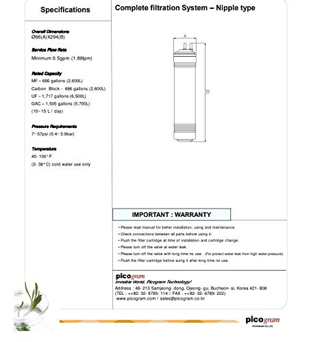 PicoGram Pre-Carbon Under-Sink Water Filter 8" 11" (8" (19.5cm))