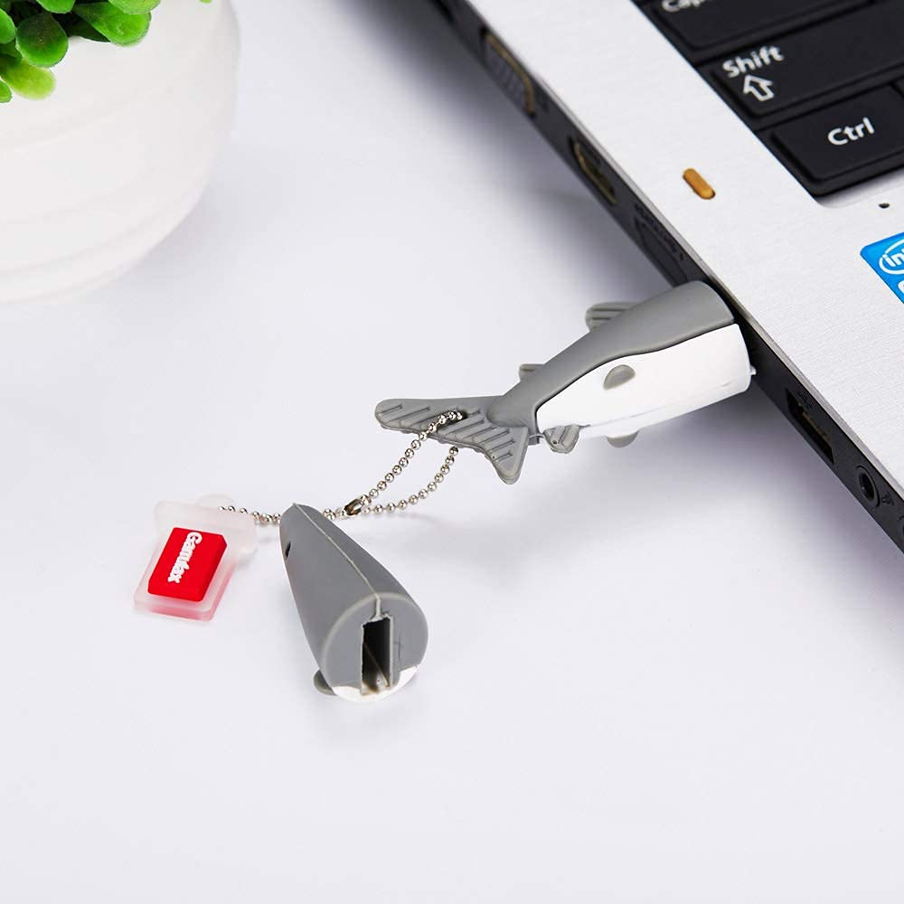 GARRULAX USB Flash Drive, 8GB / 16GB / 32GB USB 2.0 Cute Shape USB Memory Stick Date Storage Pendrive Thumb Drives for Kids Children Collegue Student (16GB, Shark)