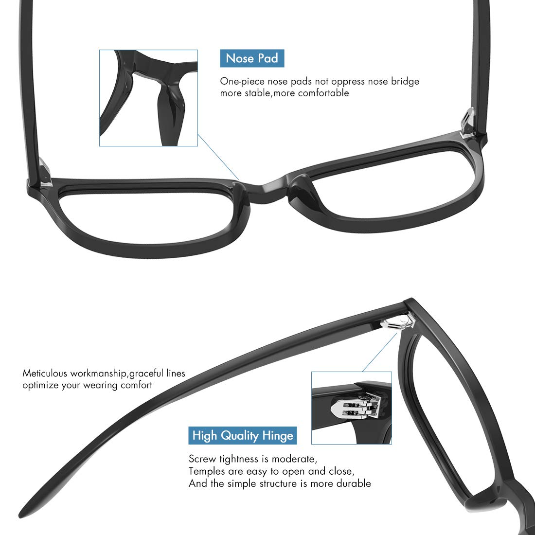 MEETSUN Blue Light Blocking Glasses, Anti Eye Strain Headache (Sleep Better),Computer Reading Glasses UV400 Transparent Lens (2 Pack Black +Leopard lens, 53)