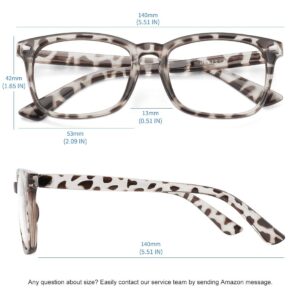 MEETSUN Blue Light Blocking Glasses, Anti Eye Strain Headache (Sleep Better),Computer Reading Glasses UV400 Transparent Lens (2 Pack Black +Leopard lens, 53)