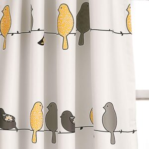 Lush Decor Rowley Birds Light Filtering Window Curtain Panels, Pair, 52" W x 95" L, Yellow & Gray - Colorful Floral Print - Whimsical & Playful Bird Curtains For Bedroom, Living Room, Or Dining Room