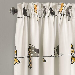 Lush Decor Rowley Birds Light Filtering Window Curtain Panels, Pair, 52" W x 95" L, Yellow & Gray - Colorful Floral Print - Whimsical & Playful Bird Curtains For Bedroom, Living Room, Or Dining Room