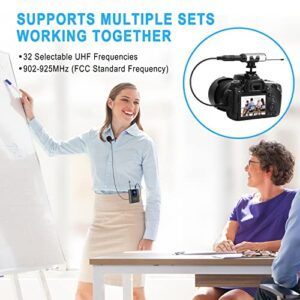 HOTEC UHF Wireless Headset Microphone/Lavalier Lapel Mic with Bodypack Transmitter and Mini Rechargeable Receiver 1/4" Output for Vlogging or Speech