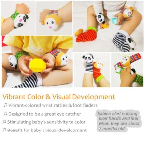 Kiesyo Rattle Toys for Babies 0-6 Months Wrist Rattles and Rattle Socks Toys for Baby Infant 0-3 0-6 6-12 Months Ankle Foot Rattle Baby Shower Gift for Newborn Boy Girl