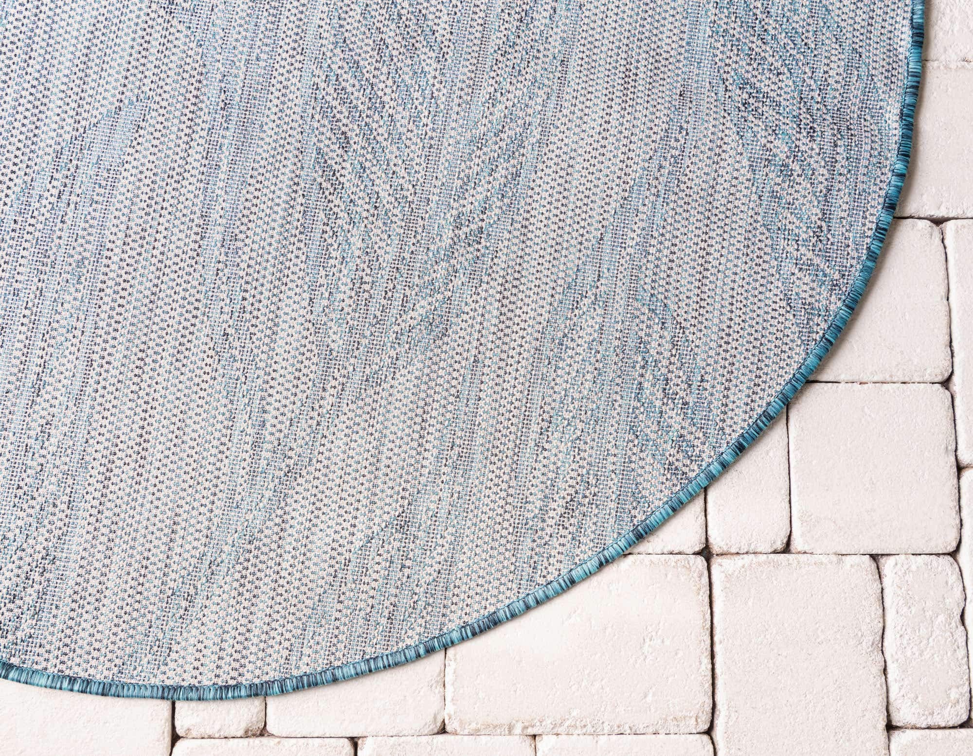 Unique Loom Outdoor Botanical Collection Area Rug - Leaf (4' 1" Round, Teal/ Ivory)