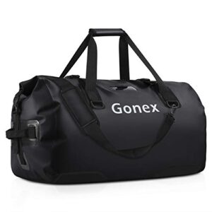 gonex 60l extra large waterproof duffle travel dry duffel bag heavy duty bag with durable straps & handles for kayaking paddleboarding boating rafting fishing black