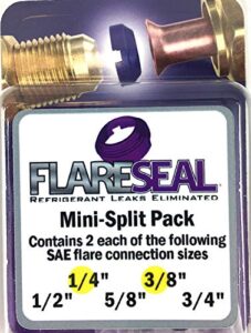 flareseal® model msp-0406 leak free sae flare connections - refrigerant leaks refrigeration, hvac, ductless, schrader valve or mini split applications (1/4", mini split pack - (2) 1/4" and (2) 3/8")