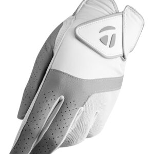 TaylorMade 2019 Kalea Women's Golf Glove, White/Gray, Worn on Left Hand, Medium