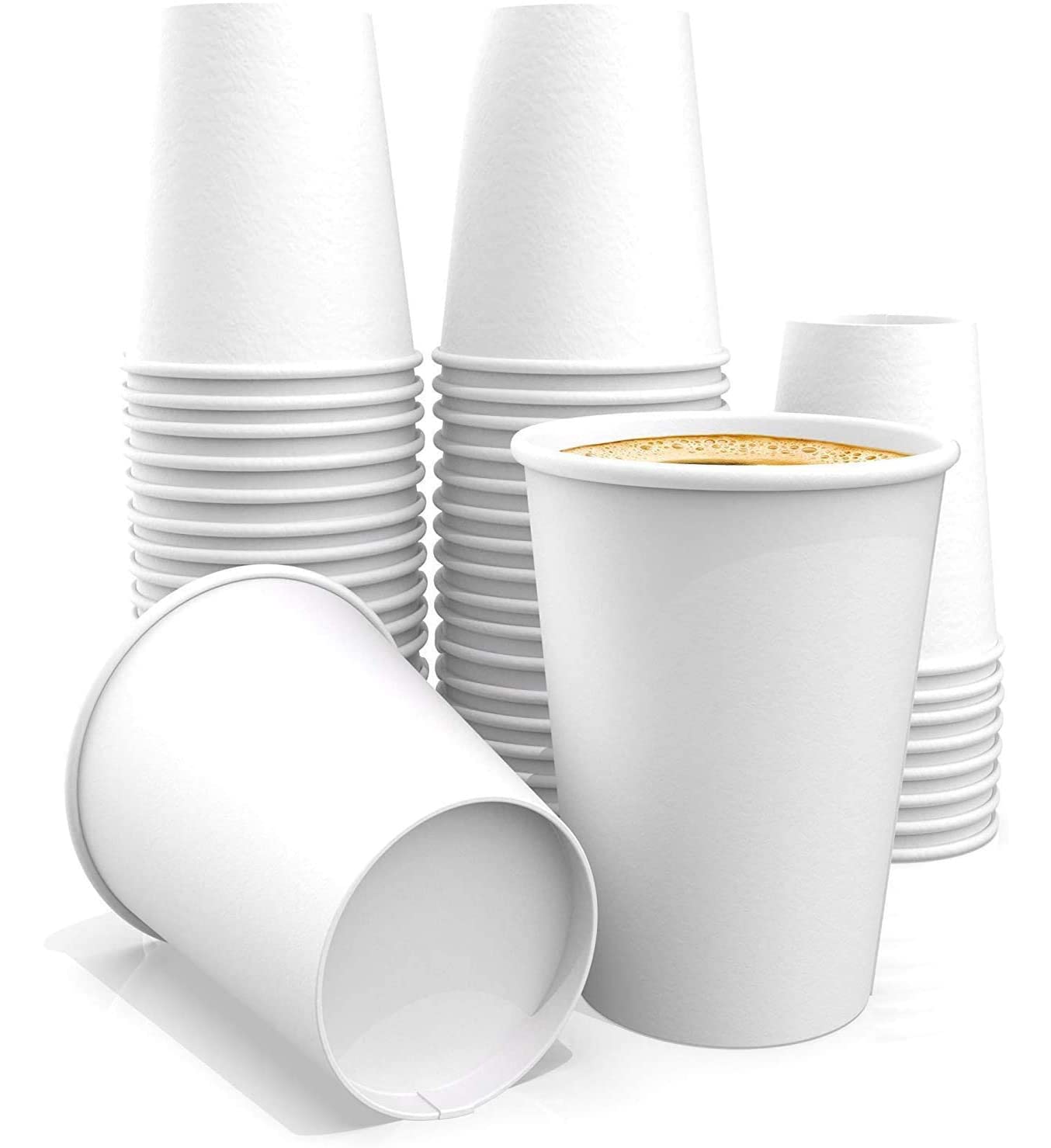 SheriffDrink 12 oz Paper Cups – White Coffee Paper Cups for Tea Water and Cocoa (50 ct)