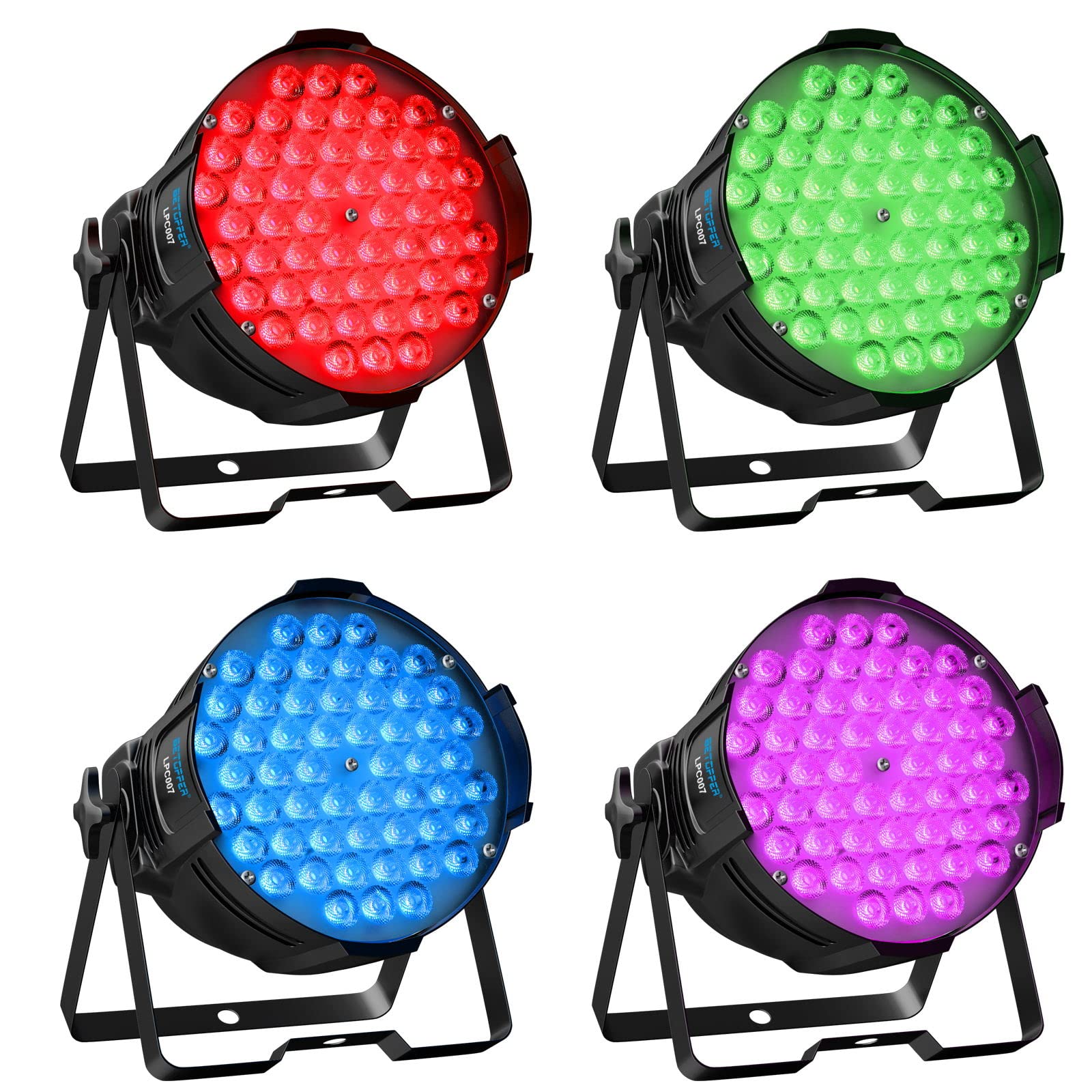 BETOPPER DJ Lights DMX Sound Activated, 54 x 3W LED Par Lights RGB Stage Lights DMX, DJ Par Lights for Church, Concert, Wedding, Party, Bar, Stage Lighting (4 Packs)