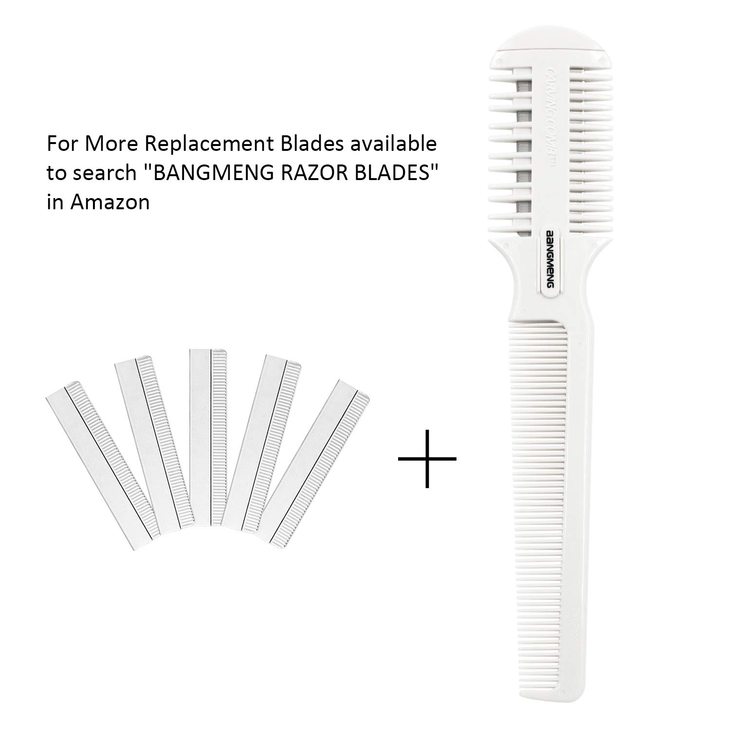 BANGMENG Hair Cutter Comb,Shaper Double Edge Razor,Split Ends Hair Trimmer Styler, For Thin & Thick Hair Cutting and Styling, Extra 5 Blades Included.