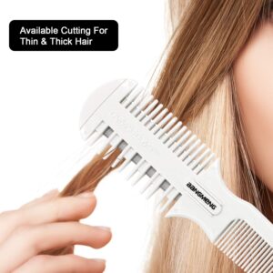 BANGMENG Hair Cutter Comb,Shaper Double Edge Razor,Split Ends Hair Trimmer Styler, For Thin & Thick Hair Cutting and Styling, Extra 5 Blades Included.