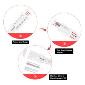 BANGMENG Hair Cutter Comb,Shaper Double Edge Razor,Split Ends Hair Trimmer Styler, For Thin & Thick Hair Cutting and Styling, Extra 5 Blades Included.