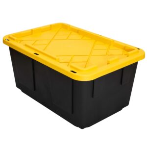 greenmade extra strong 27 gallon, black and yellow storage bin (4pack)