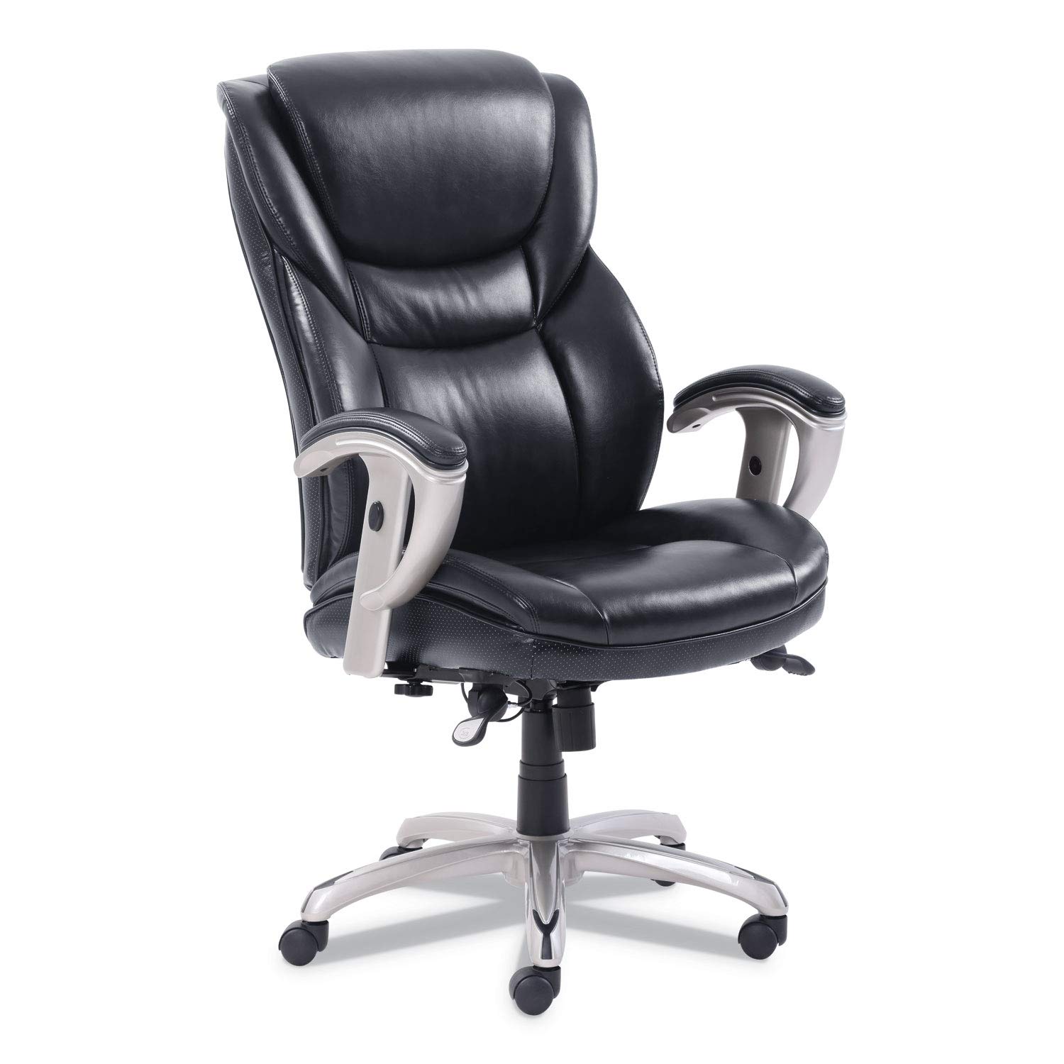 SertaPedic Emerson Executive Task Chair, Supports Up to 300 Lb, 19" to 22" Seat Height, Black Seat/Back, Silver Base